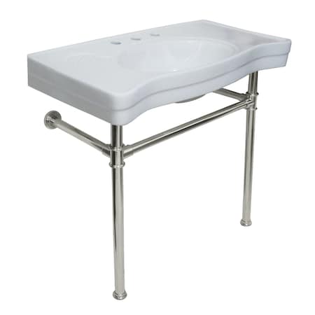 Fauceture VPB1366ST Imperial Vitreous China Console Sink W/ SS Legs, White/Nickel VPB1366ST
